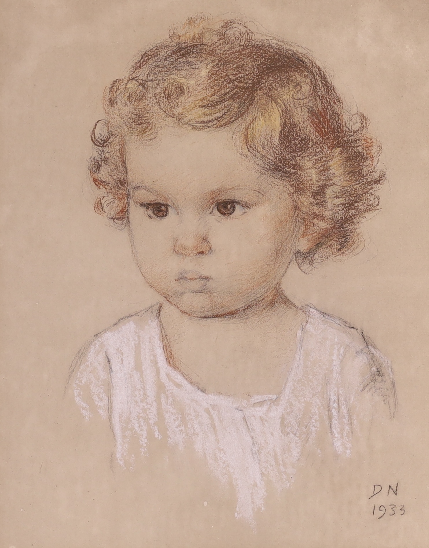 20th century school, pastel, Portrait of the artist's daughter Margaret Oxley (1932-1989), initialled and dated 1933, 30 x 23cm